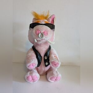 Plush Wags N Kisses Biker Chopper Pink Plush Pig Sunglasses Vest No Sound As Is
